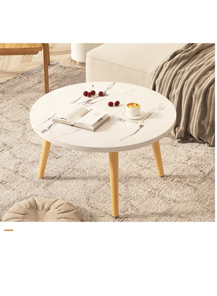 Gasara Modern Round Coffee Table with Marble Pattern - 60cm*40cm - Image 3