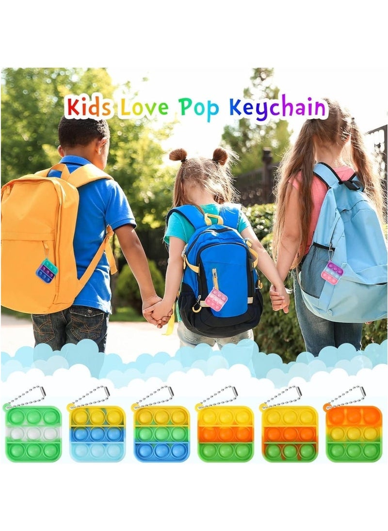 ZJTrio 30 Pcs Mini Pop Fidget Keychain Sensory Toys Bulk Kids Party Favors Classroom Prizes for Ages 4+  - Image 5