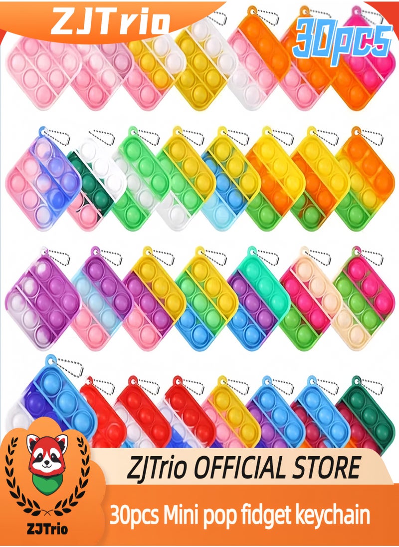 ZJTrio 30 Pcs Mini Pop Fidget Keychain Sensory Toys Bulk Kids Party Favors Classroom Prizes for Ages 4+  - Image 1