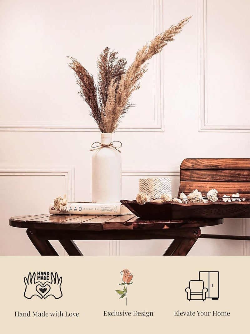 PUREZENTO White Ceramic Bottle Vase 8 Inch Pack of 1 Modern Pampas Vases for Home Decor Wedding Dinner Table Centerpiece Showpiece Decorative Bottle Vase for Flowers and Pampas Grass - Image 3