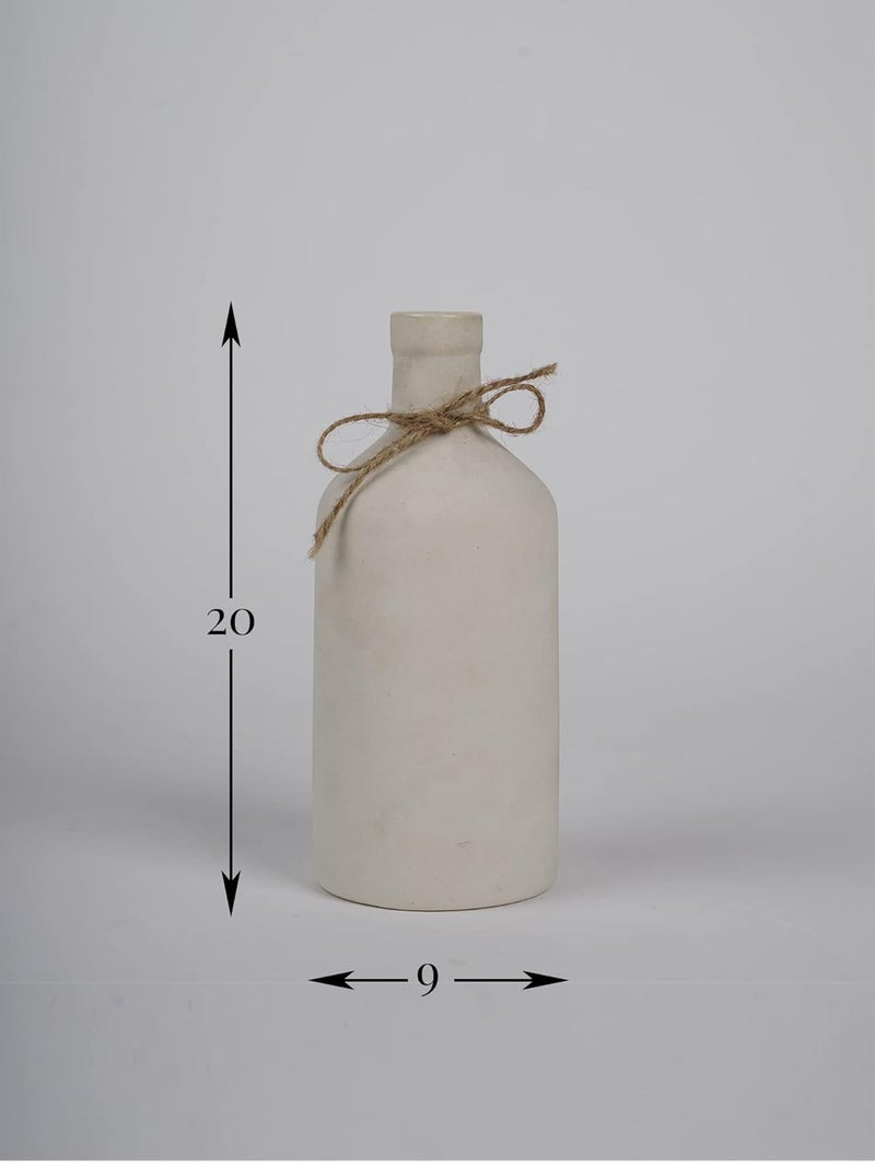 PUREZENTO White Ceramic Bottle Vase 8 Inch Pack of 1 Modern Pampas Vases for Home Decor Wedding Dinner Table Centerpiece Showpiece Decorative Bottle Vase for Flowers and Pampas Grass - Image 2