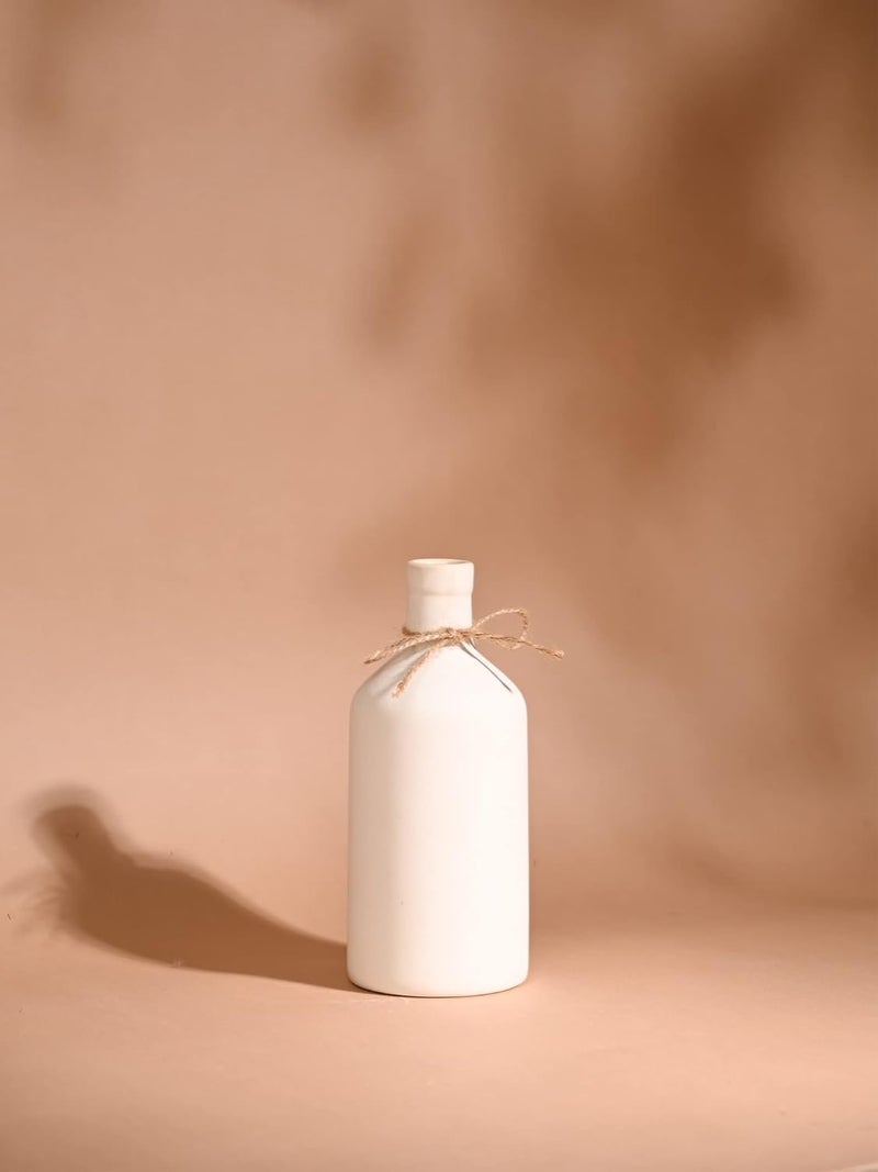 PUREZENTO White Ceramic Bottle Vase 8 Inch Pack of 1 Modern Pampas Vases for Home Decor Wedding Dinner Table Centerpiece Showpiece Decorative Bottle Vase for Flowers and Pampas Grass - Image 5