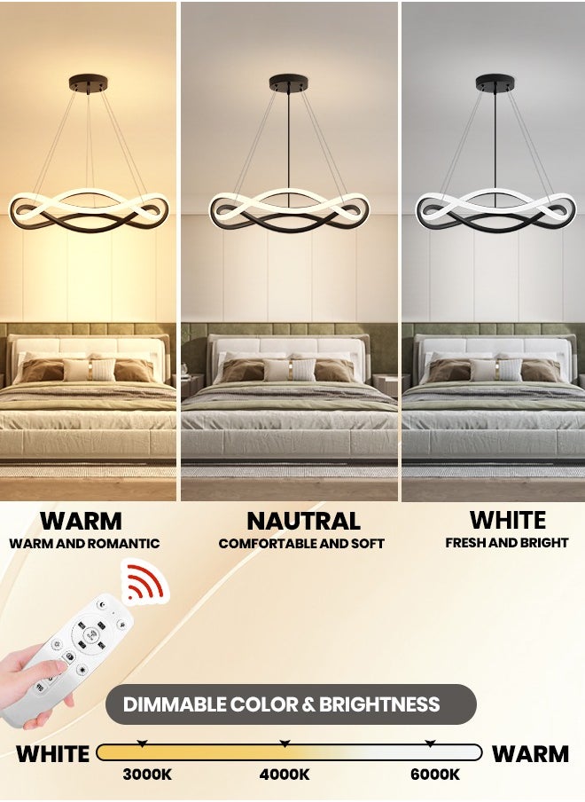 YATAI LIGHTING Modern LED Chandelier for Living Room,67W Remote Control Rings Adjustable Height and Colors Dimming Black Contemporary LED Ceiling Hanging Chandelier for Restaurant  - Image 3