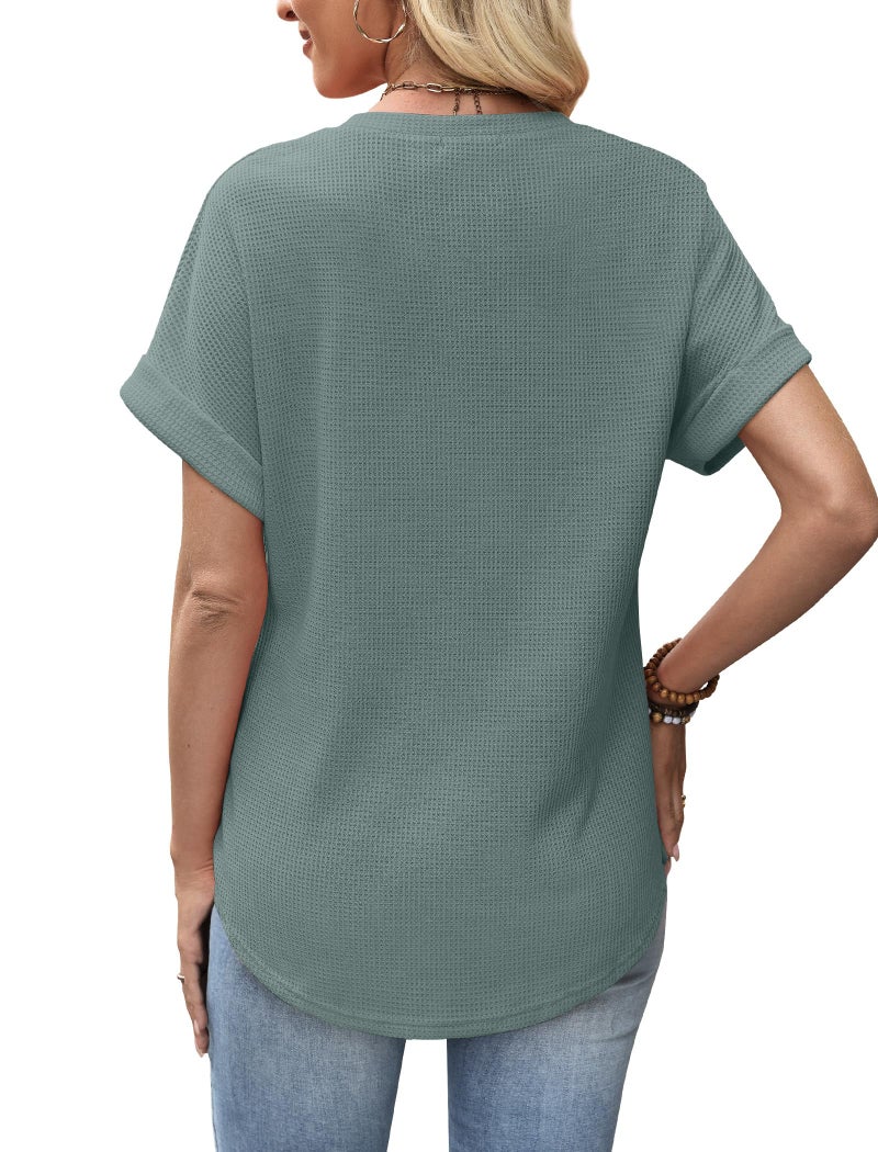 Sampeel Shirts for Women Trendy Summer Tops Spring Outfits Western Fashion Clothing Beach Vacation Clothes St Patricks Day Shirt Seagrass Green L - Image 5