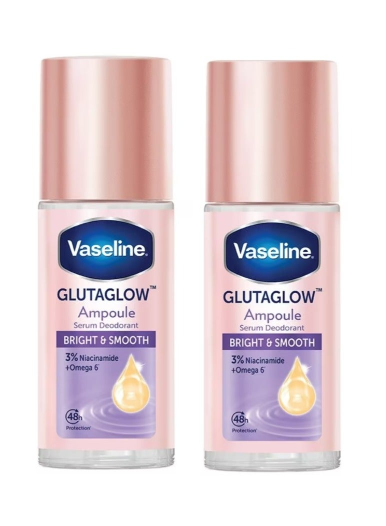 Vaseline GlutaGlow Bright & Smooth Ampoule Serum Deodorant 45ml Pack of 2 – Underarm Whitening, Softening & 48H Odor Protection