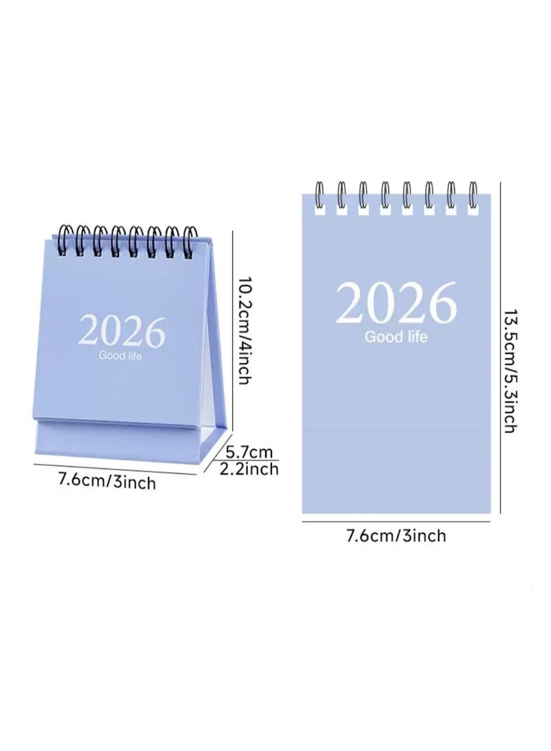 2026.01–2027.06 Desk Calendar Set – 2pcs Mini Green & Blue Calendars for Daily Use - Image 3