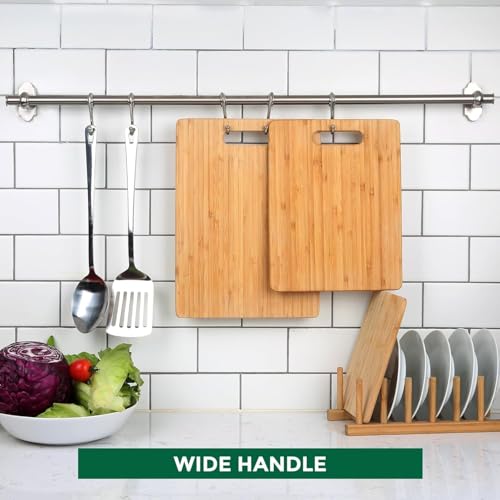 Freshome Large Natural Bamboo Wood Chopping Cutting Board Set of 3 for Kitchen Vegetables, Fruits & Cheese, BPA Free, Eco-Friendly, Anti-Microbial Durable and Easy to Clean - Image 5