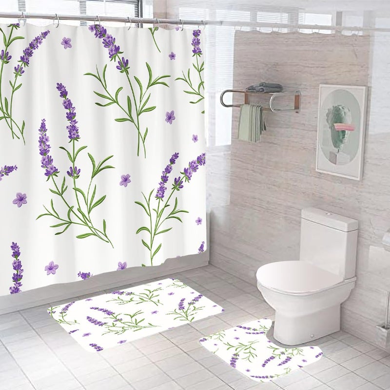 Umai UMAI Shower Curtain (180X180 cm) & Bathmat 3 Pcs Set|6ft|Creative Vibrant Coloured Polyster Curtain Sets with Non-Slip Bath mats for Bathroom|Easy-Slide Curtains|Quick Dry,Soft Mats  - Image 1