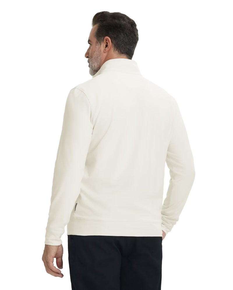 M MAELREG Quarter Zip Pullover Men Moisture Wicking Athletic Long Sleeve Golf Quarter Zip Sweatshirt for Men Cream - Image 5