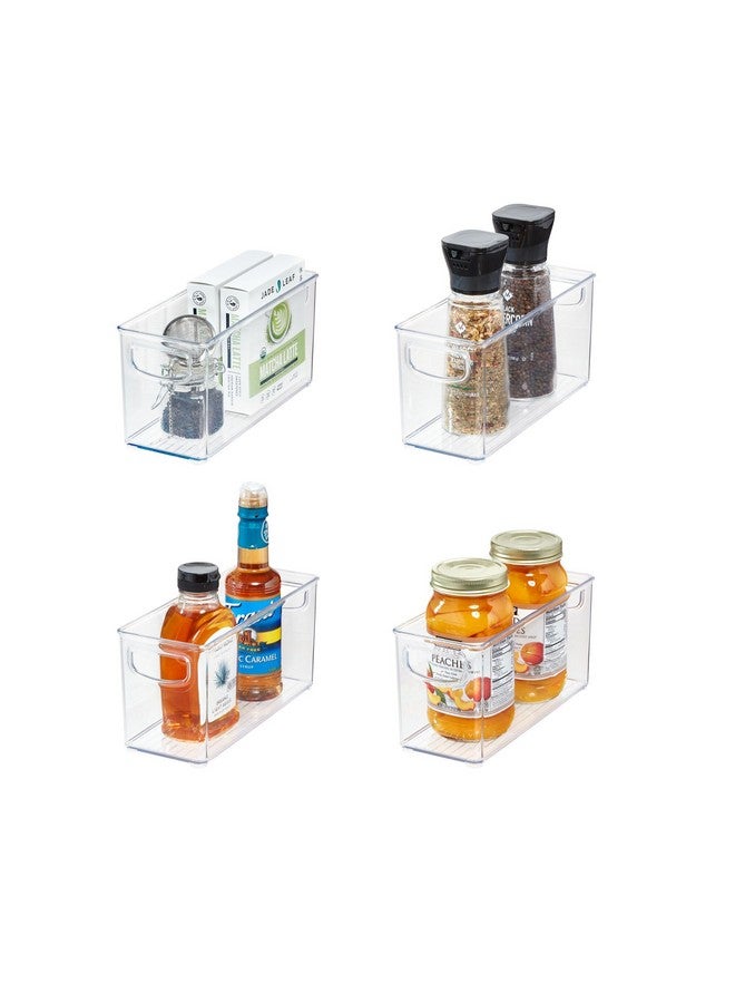 InterDesign iDesign 4-Piece Recycled Plastic Small Stackable Kitchen Organizer Bin with Integrated Handles for Kitchen, Fridge, Freezer, Pantry & Cabinet Organization, The Linus Collection - 10" x 4" x 5", Clear - Image 2