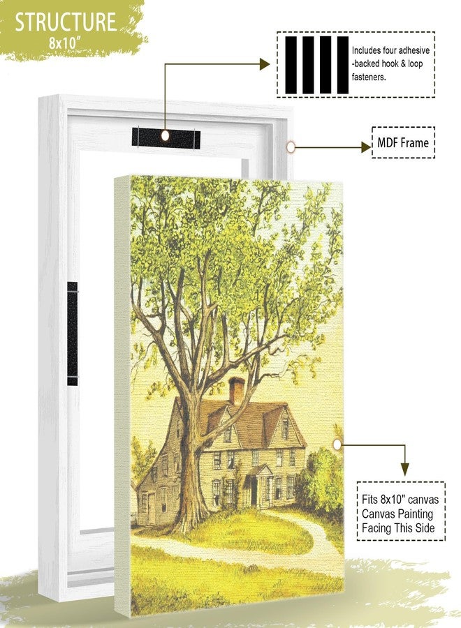 Abtgt 8x10 Canvas Floating Frame with 0.9" Deep, White Floater Frame for Canvas Paintings with Adhesive, Vertical or Horizontal Wall Art frame for Prints Oil Painting Diamond Decor, 1 Pack. - Image 3