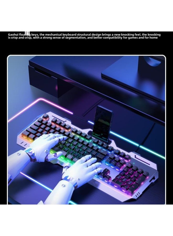Real Mechanical Feel Keyboard Mouse Suit Wired E-sports Game Special Keyboard Mouse Wireless Computer Desktop-Colour:Mechanical Feel - Black Upgraded Version  + Mouse - No - 104 Keys - Official Stan - Image 4
