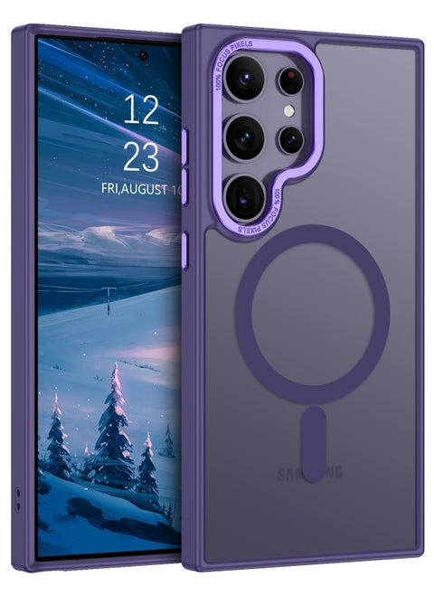 for Samsung S24 Ultra Case, Compatible with MagSafe, Magnetic Translucent Matte Back Shockproof Cover with Strong Magnet, Slim Thin Full Protection Phone Case for Galaxy S24 Ultra 5G (Purple)