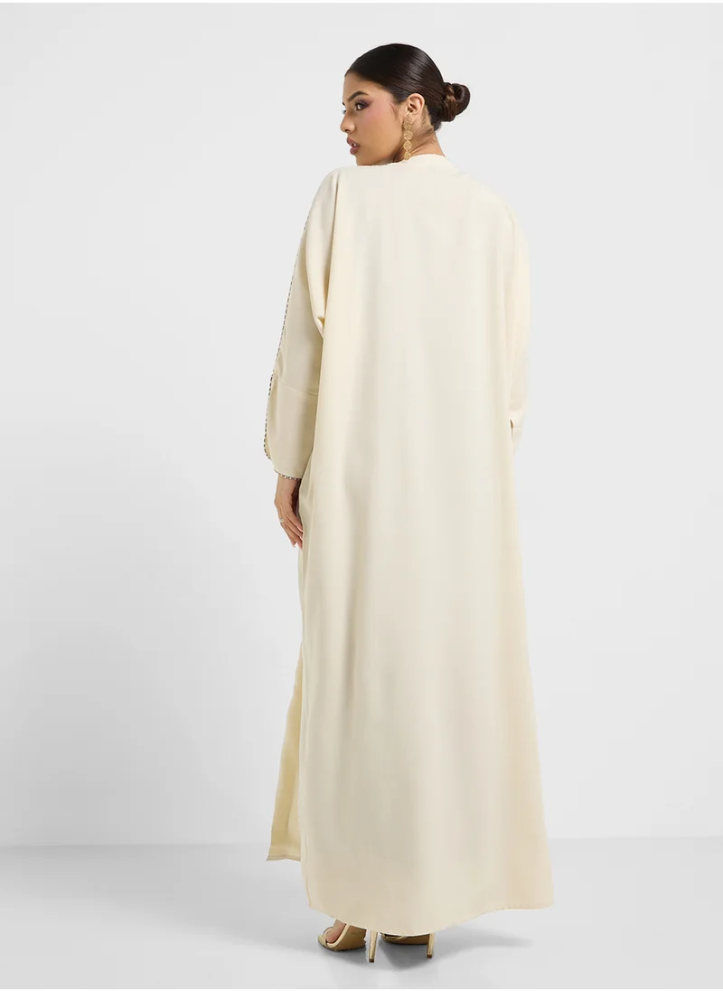 hayas closet Collared Neck Flared Sleeve Abaya