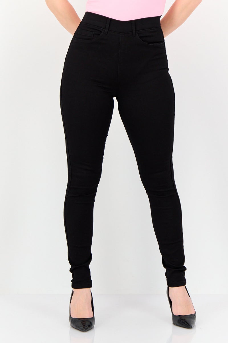 ONLY بنطلون تشينو ضيق للنساء قابل للتمدد، أسود - Image 1