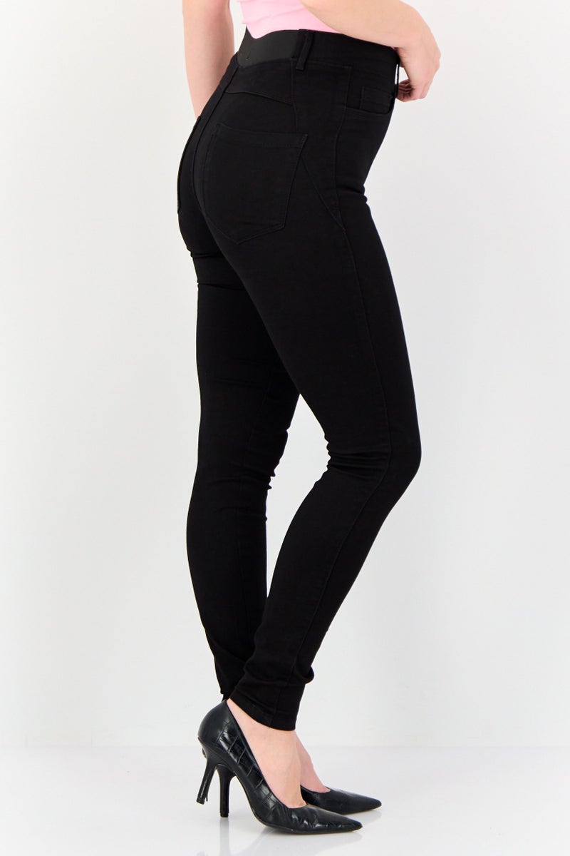ONLY Women Skinny Fit Solid Stretchable Chino Pants, Black - Image 2