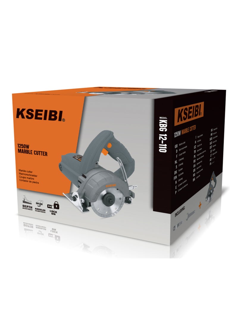 KSEIBI - Marble Cutter, 1250W Motor Circular Saw Cutter with 13800 Rpm, Wrench (2x) and Carbon Brush, Electric Concrete Saw for Cutting Marble, Stone and Brick, Professional Tile Cutting Machine. - Image 1