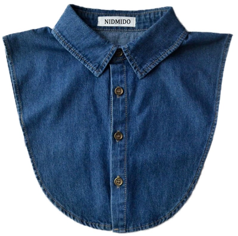 NIDMIDO Denim Fake Collar Detachable Dickey Collar Half Shirts Blouse False Collar Top for Women Girls Medium - Image 1
