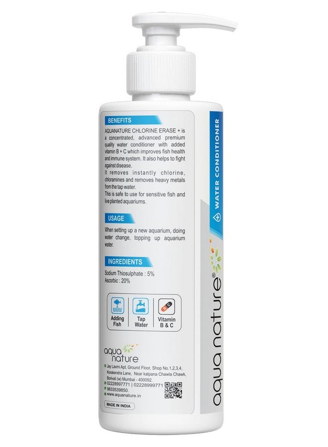 aqua nature أكوا ناتشر مزيل الكلور + مكيف المياه مركز مزيل الكلور + فيتامين ب & ج لأحواض السمك العذبة (250 مل) - Image 2
