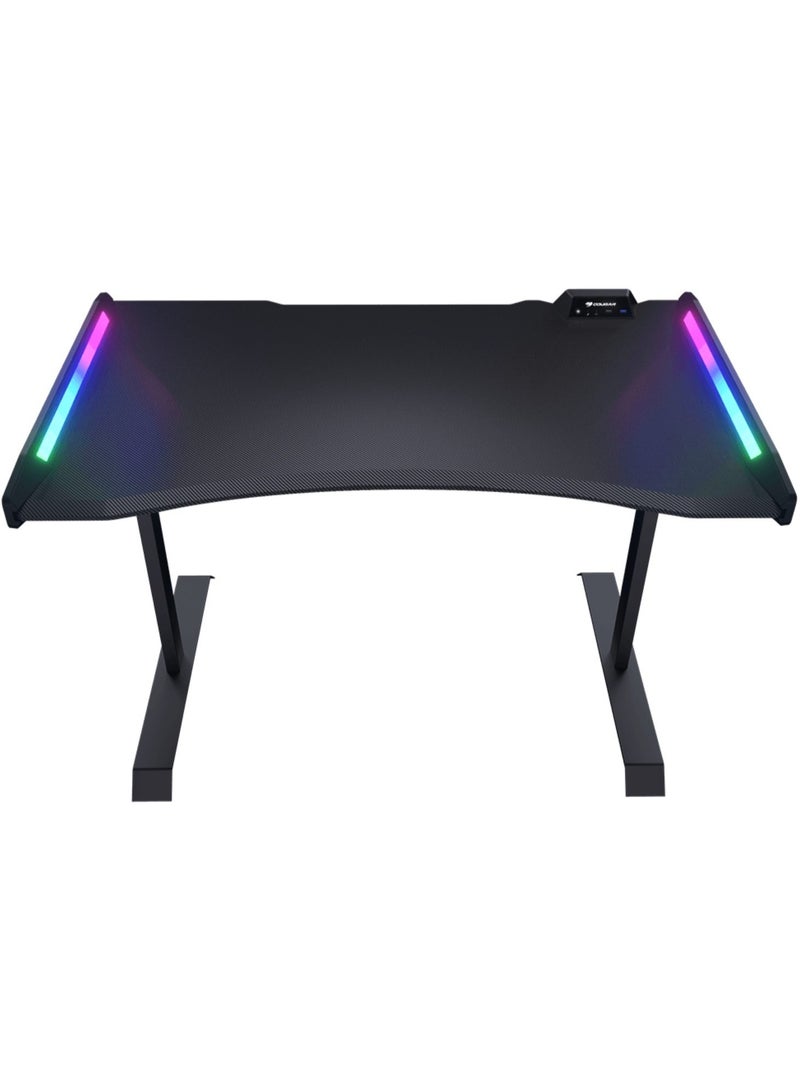 كوجار طاولة الألعاب Cougar Mars 120 – أسود، إضاءة RGB مدمجة، منفذ USB 3.0 وUSB 2.0، منفذي صوت 3.5 مم، سطح مريح بتصميم ألياف الكربون | 3M1201WB.0001  - Image 3