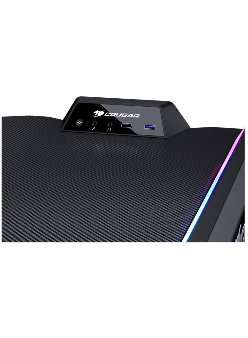 كوجار طاولة الألعاب Cougar Mars 120 – أسود، إضاءة RGB مدمجة، منفذ USB 3.0 وUSB 2.0، منفذي صوت 3.5 مم، سطح مريح بتصميم ألياف الكربون | 3M1201WB.0001  - Image 4