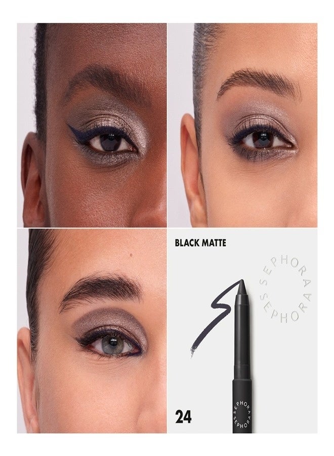 سيفورا مجموعة سيفورا قلم تحديد العيون وظلال العيون الملونة لمدة 12 ساعة – 24 أسود مطفي (1.40 جم) - Image 2
