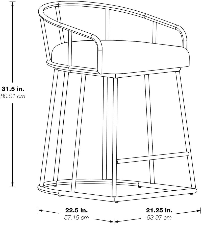 INDIAN DECOR INDIAN DECOR 45986 Classic Home Furnishings Modern Counter Height Stool White Faux Leather Metal Chair with Foam Cushion Golden  - Image 2