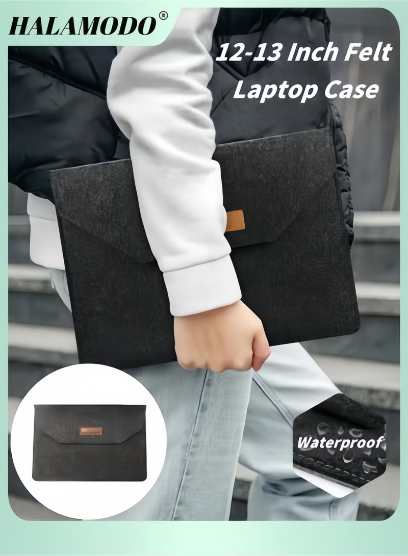 HALAMODO 12-13 Inch Felt Laptop Case Tablet Case with Multiple Compartments for Storage Ultra-Thin Business Handheld Laptop Protective Bag Suitable for Tablets & Slim Computers - Image 3