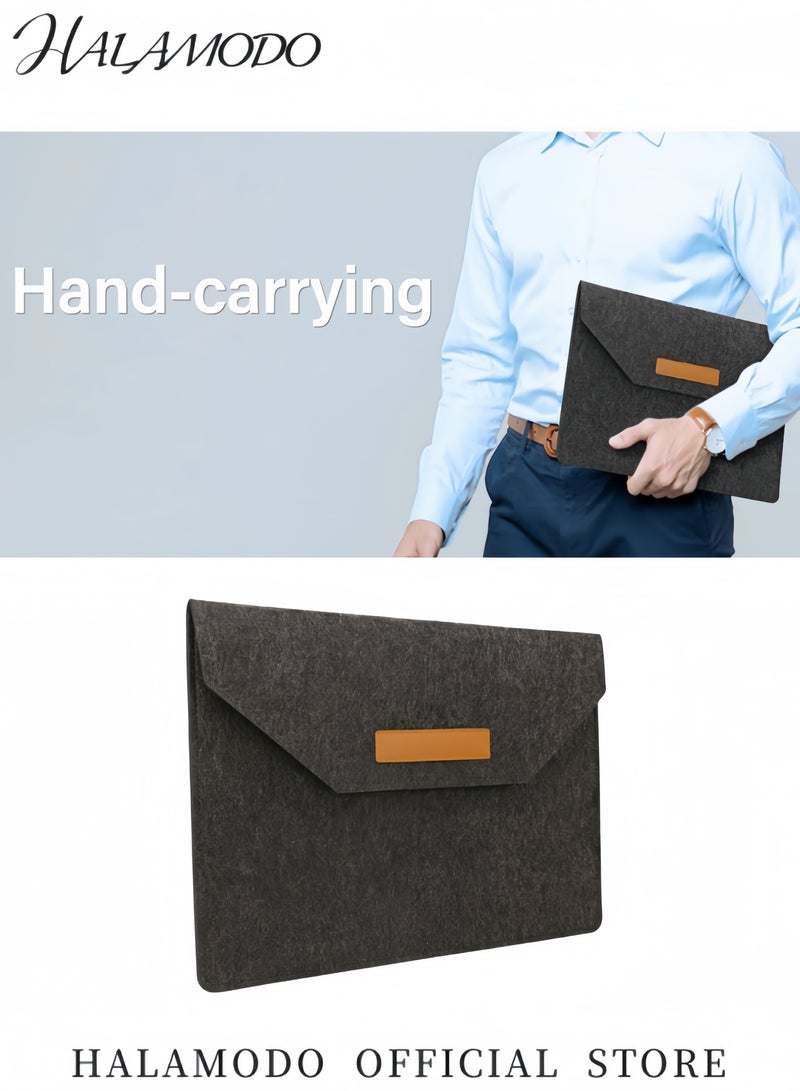 HALAMODO 12-13 Inch Felt Laptop Case Tablet Case with Multiple Compartments for Storage Ultra-Thin Business Handheld Laptop Protective Bag Suitable for Tablets & Slim Computers - Image 2
