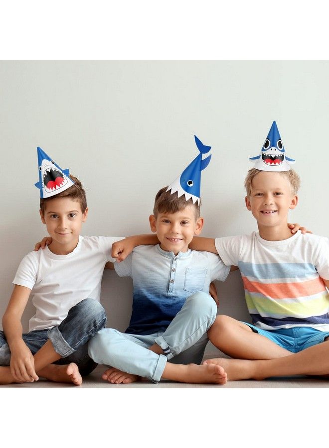 Chinco 24 Pieces Shark Party Hats Shark Birthday Hat For Baby And Adult Celebration Kit Shark Birthday Party Birthday Party Supplies And Decorations12.7 X 7.9 Inches 3 Styles - Image 5