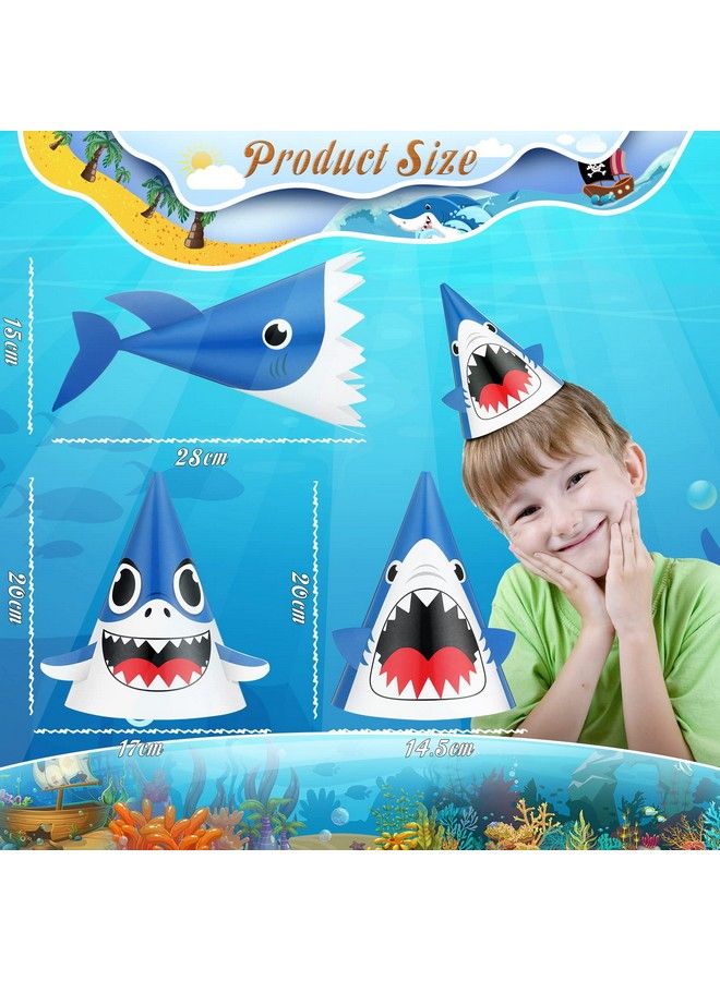 Chinco 24 Pieces Shark Party Hats Shark Birthday Hat For Baby And Adult Celebration Kit Shark Birthday Party Birthday Party Supplies And Decorations12.7 X 7.9 Inches 3 Styles - Image 3