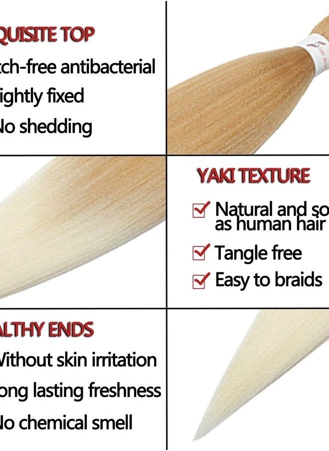 ShowCoco Pre Stretched Braiding Hair 20 Inch Synthetic Kanekalon Ombre Braiding Hair Professional Soft Yaki Texture Natural Easy Braid Crochet Hair (20inch,27/613)  - Image 3