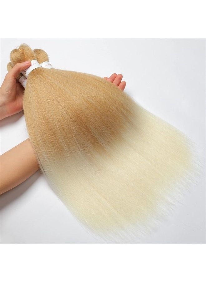 ShowCoco Pre Stretched Braiding Hair 20 Inch Synthetic Kanekalon Ombre Braiding Hair Professional Soft Yaki Texture Natural Easy Braid Crochet Hair (20inch,27/613)  - Image 5
