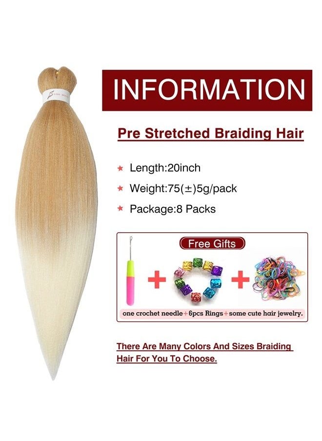 ShowCoco Pre Stretched Braiding Hair 20 Inch Synthetic Kanekalon Ombre Braiding Hair Professional Soft Yaki Texture Natural Easy Braid Crochet Hair (20inch,27/613)  - Image 2
