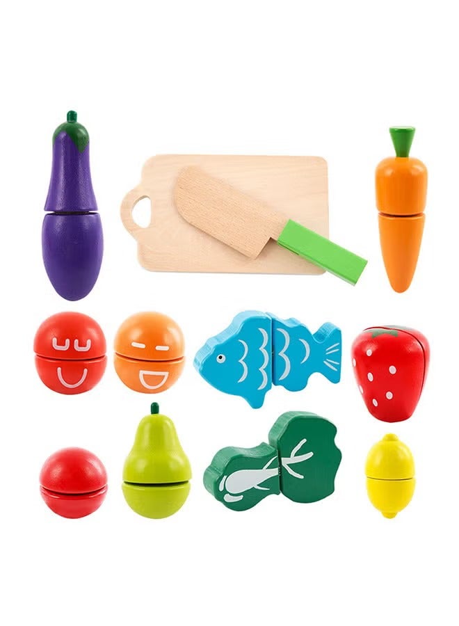 Fruit and Vegetables Cutting Toys Set, Pretend Play Food for Kids, Safe & Realistic Cutting Fun - Image 1