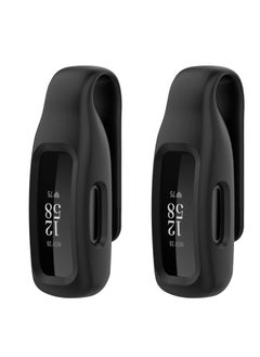 KASTWAVE " Solid Color Silicone Clips Compatible for Fitbit Inspire 2, Case Cover Compatible for Fitbit Inspire 2 Clips with Steel Sheet (Black) "  - Image 1