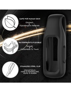 KASTWAVE " Solid Color Silicone Clips Compatible for Fitbit Inspire 2, Case Cover Compatible for Fitbit Inspire 2 Clips with Steel Sheet (Black) "  - Image 3