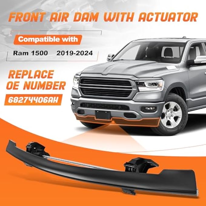 Fexhull 68274406AH Front Air Dam with Actuator Compatible with 2019-2024 Ram 1500 Replace Part Number#68274406AH - Image 2