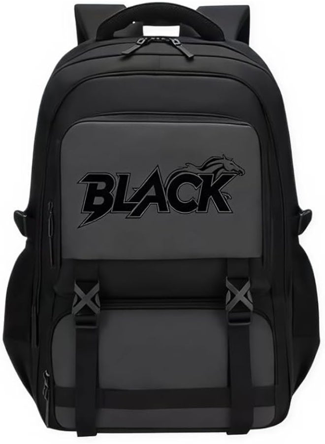 بلاك حقيبة لاب توب متعددة الجيوب مقاومة للماء بتصميم عصري وسعة كبيرة للسفر والدراسة والعمل – لون أسود * رصاصي جذاب - Image 1