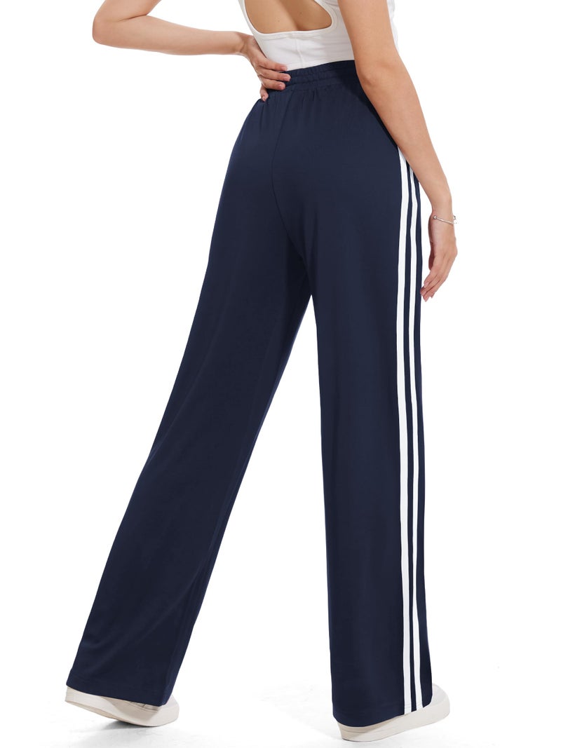 Tapata Women's 30" Inseam Regular Track Pants Loose Straight Leg Jogging Sweatpants Warm-Up Sports Athletic Running, Navy Blue, M - Image 2