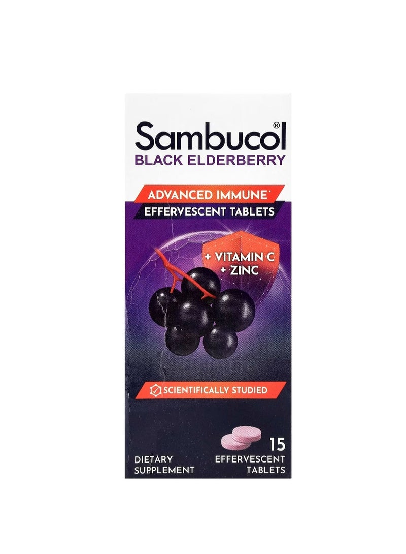 Sambucol Black Elderberry Effervescent Tablets + Vitamin C & Zinc Age 4+ 15 Effervescent Tablets - Image 1