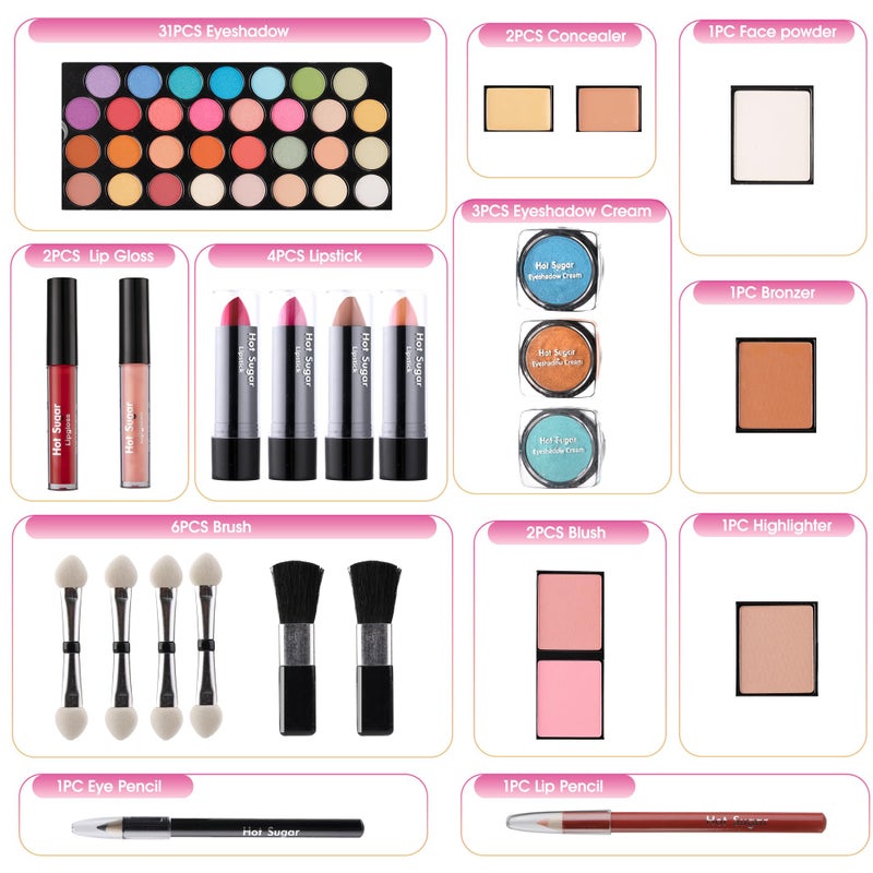Hot Sugar Makeup Kit for Girls 10-12 | All-in-One Beginner Cosmetic Set with Real Tools & Cosmetics | Birthday Christmas Gift for Tweens, Teens & Kids (Pink) - Image 2