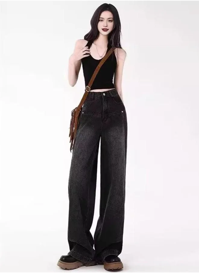 YUNIQEE Black Straight Fit High-Rise Light Fade Jeans