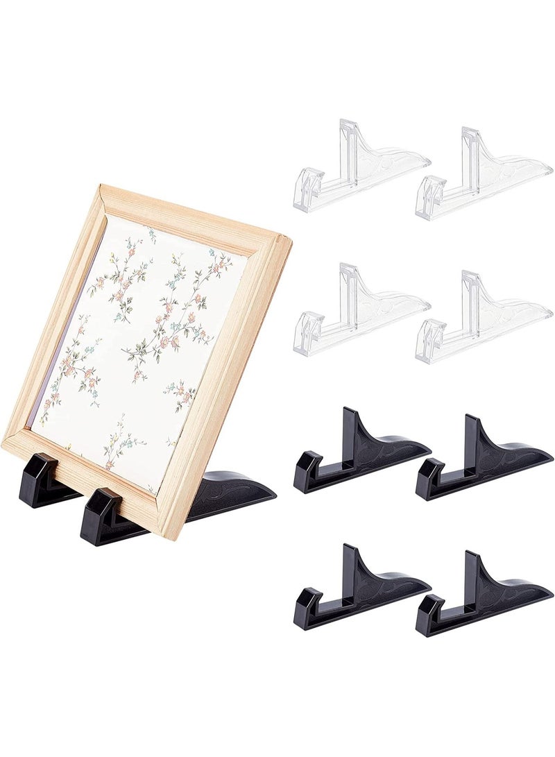 SYOSI Pack Of 8 Pandahall Plastic Photo Frame Easel Stands, 2 Colors Black And Clear Plate Stands Picture Display Holder For Photo, Handmade Plates, Art Pieces, Certificates  - Image 1