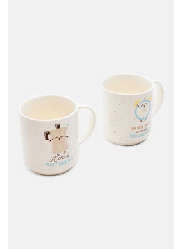 Mr. Wonderful 2 Pieces Graphic Ceramic Mug Set 300 ml, White  - Image 3