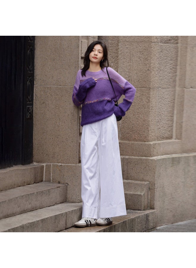 dme Dme Spring And Autumn Season South France Slow Travel Color-block Loose Knit Sweater Women's Top With Wool Blend  - Image 5