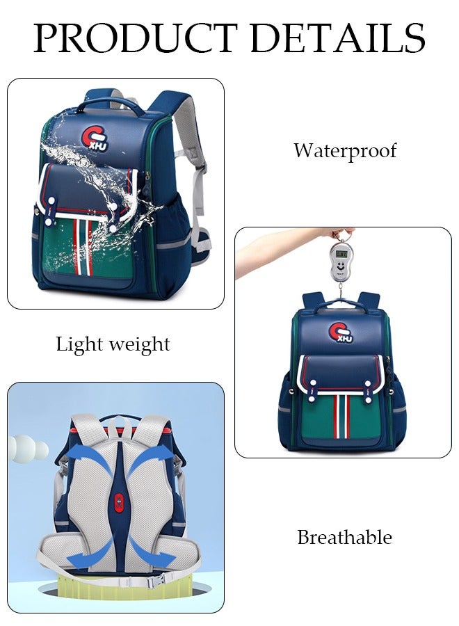 DUNISO Kids School Backpack, Large Capacity Backpack for Boys, Lightweight Schoolbag for Teen Boys Bookbag with Compartments Reflective Strip, Watrer Resistant Bookbag for Elementary Primary School - Image 4