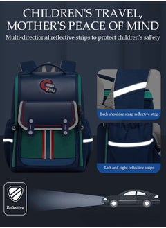DUNISO Kids School Backpack, Large Capacity Backpack for Boys, Lightweight Schoolbag for Teen Boys Bookbag with Compartments Reflective Strip, Watrer Resistant Bookbag for Elementary Primary School  - Image 5