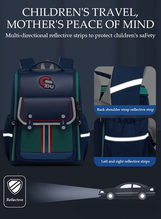 DUNISO Kids School Backpack, Large Capacity Backpack for Boys, Lightweight Schoolbag for Teen Boys Bookbag with Compartments Reflective Strip, Watrer Resistant Bookbag for Elementary Primary School - Image 5