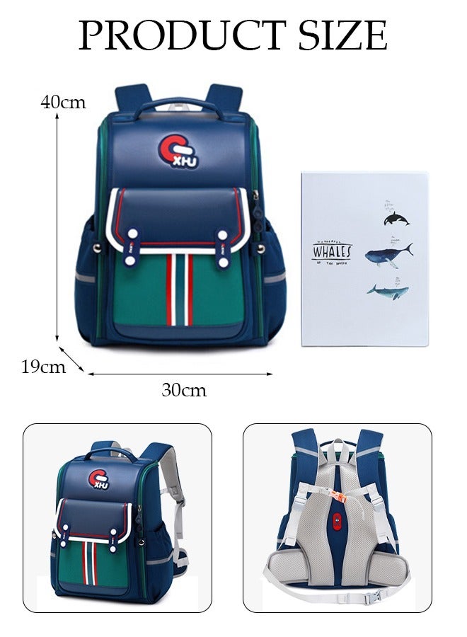 DUNISO Kids School Backpack, Large Capacity Backpack for Boys, Lightweight Schoolbag for Teen Boys Bookbag with Compartments Reflective Strip, Watrer Resistant Bookbag for Elementary Primary School - Image 2